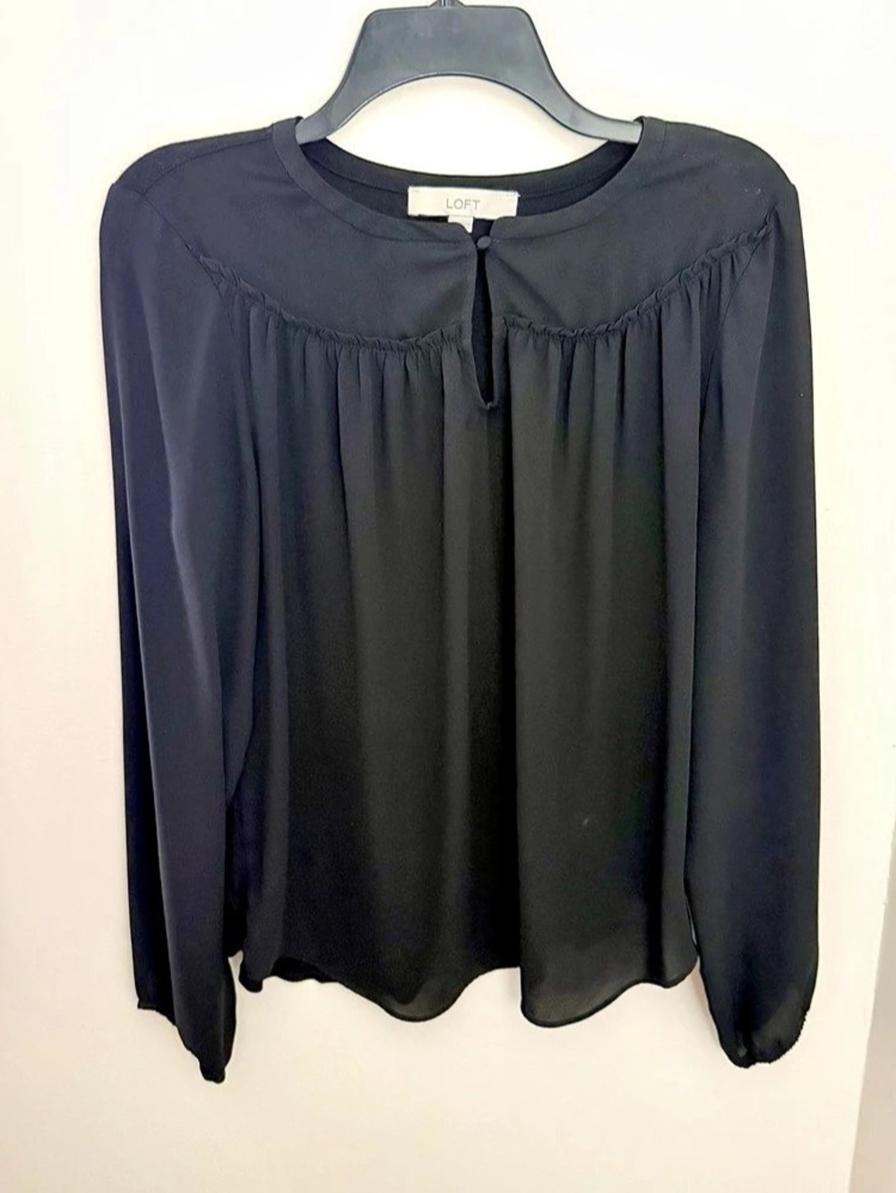 LOFT Black Long Sleeve Blouse Size Medium Like New